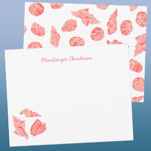 Carte De Correspondance Papier de coquille de mer aquarelle personnalisé C