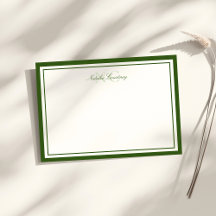Papier Minimaliste Monogramme Double Bordure Vert