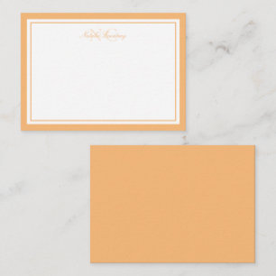 Carte De Correspondance Papier Orange Minimaliste Monogramme à Bordure Deu
