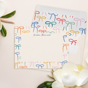 Carte De Correspondance Papier personnel Coloré Simple Bows