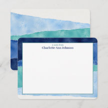 Papier plat aquarelle personnalisé Océan Bleu