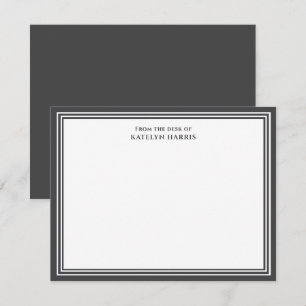 Carte De Correspondance Papier plat triple bordure gris foncé de Darl avec