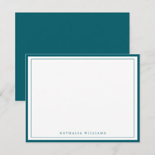 Carte De Correspondance Papier simple à bordure Turquoise foncée