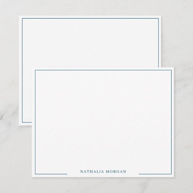 Carte De Correspondance Papier simple Turquoise Bleu Bordure (Devant / Derrière)