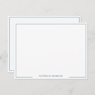 Carte De Correspondance Papier simple Turquoise Bleu Bordure