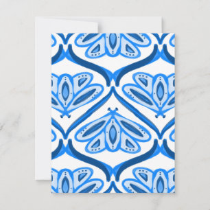 Carte De Correspondance Papillon de nuit bleu aquarelle a l'air blanc joli