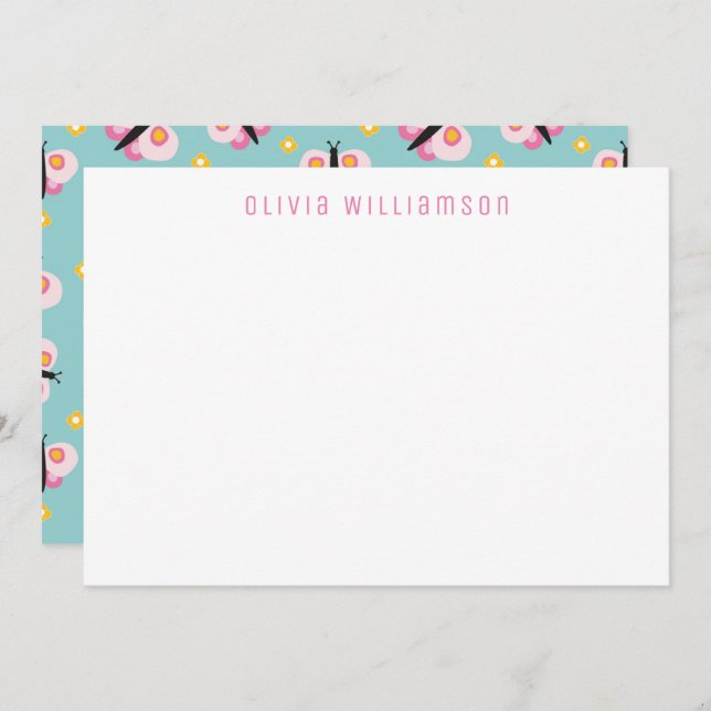Carte De Correspondance Papillon Mignon Personnalisé (Devant / Derrière)