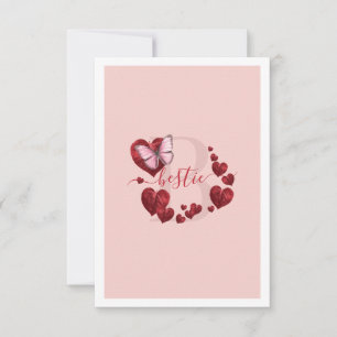 Carte De Correspondance Papillon Rose avec Feuilles en Forme de Cœur Meill