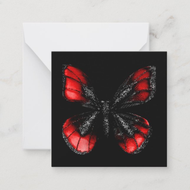 Carte De Correspondance Papillon Rouge & Noir (Devant)