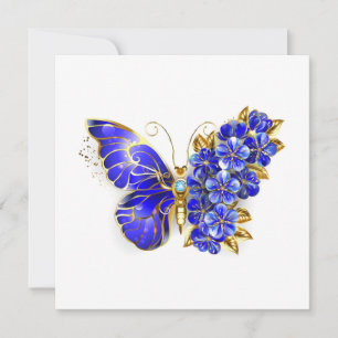 Carte De Correspondance Papillon saphir à fleurs