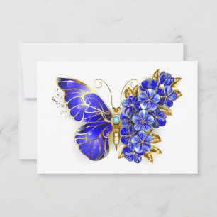 Carte De Correspondance Papillon Saphir Fleur
