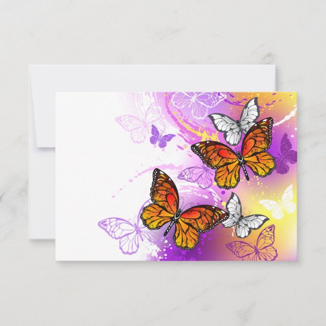 Carte De Correspondance Papillons Monarque sur Arrière - plan pourpre (Devant)