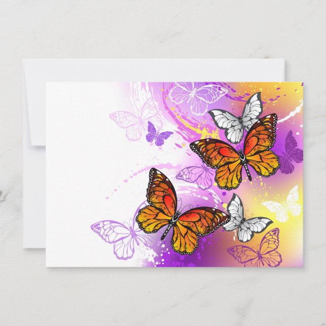 Carte De Correspondance Papillons Monarque sur Arrière - plan pourpre (Devant)