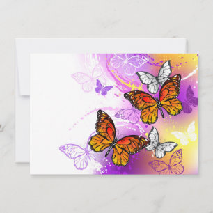 Carte De Correspondance Papillons Monarque sur Arrière - plan pourpre