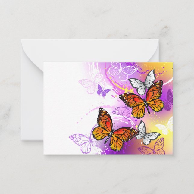 Carte De Correspondance Papillons monarques sur fond violet (Devant)