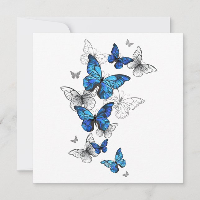 Carte De Correspondance Papillons volants bleus Morpho (Devant)