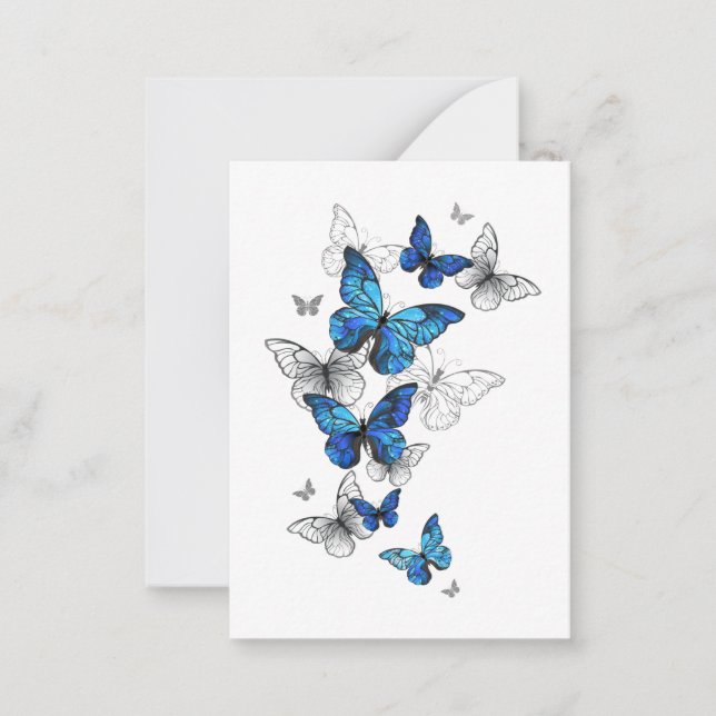 Carte De Correspondance Papillons volants bleus Morpho (Devant)