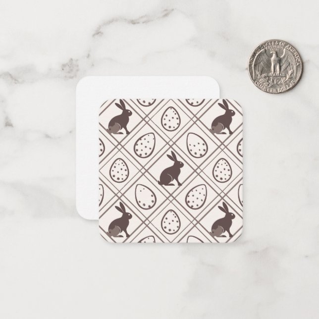 Carte De Correspondance Pâques carreaux marron (Devant/Arrière en situation)