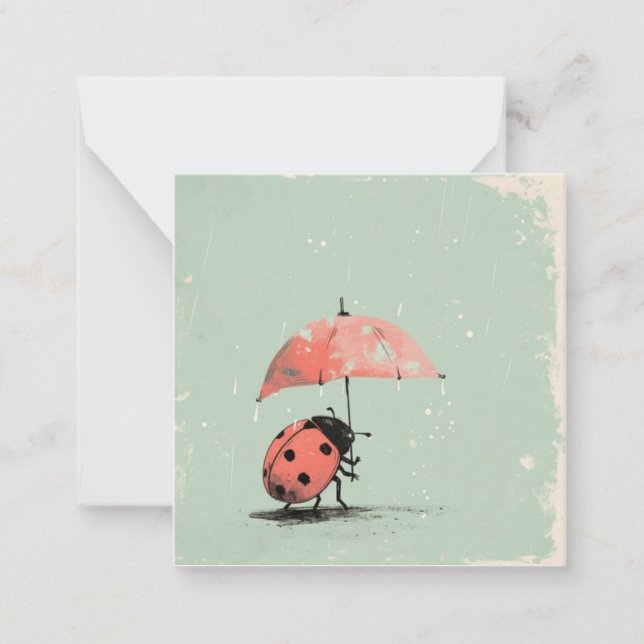 Carte De Correspondance Parade des parapluies : adorable Ladybug (Devant)