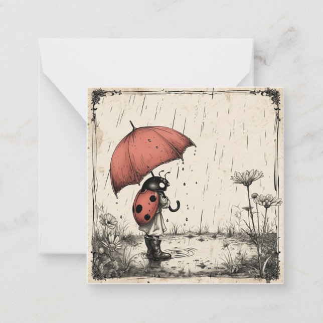 Carte De Correspondance Parapluies de Ladybug & Sentiments sucrés : Jour d (Devant)