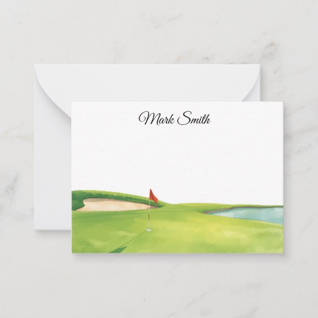 Carte De Correspondance Parcours de golf avec votre nom (Devant)