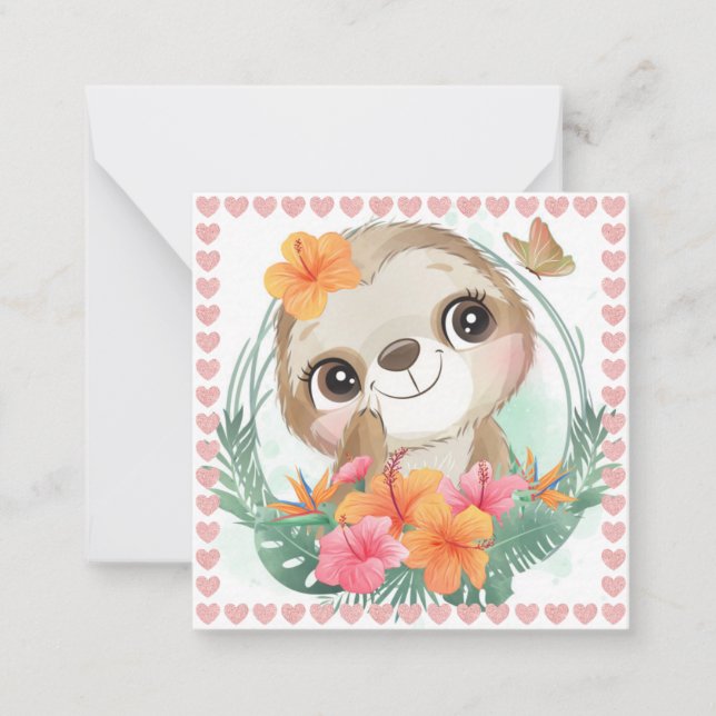 Carte De Correspondance Paresseux Mignon (Devant)