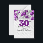 Carte De Correspondance Parties scintillant de ballons d'argent violet bud<br><div class="desc">Glam moderne violet violet argent gris ballons Parties scintillant étinceler n'importe quel âge Anniversaire Invitation</div>