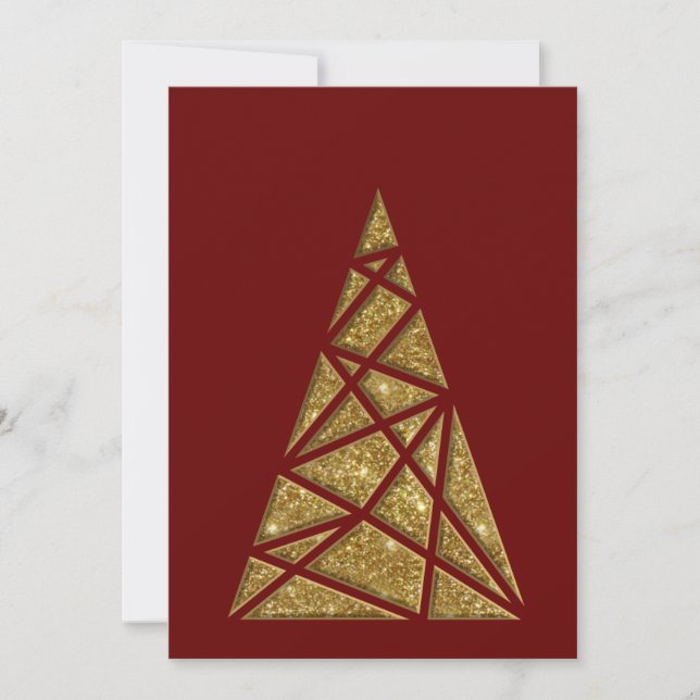 Carte De Correspondance Parties scintillant d'or Maroon Christmas Tree Fla (Devant)