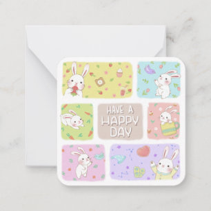 Carte De Correspondance Passez une bonne journée : Illustration de lapin m