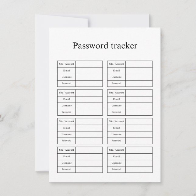 Carte De Correspondance Password tracker (Devant)