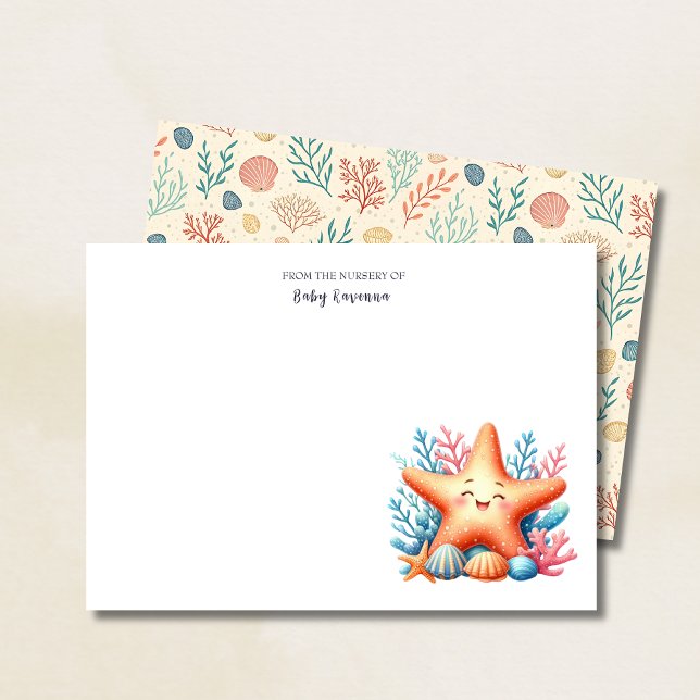 Carte De Correspondance Pastel Ocean Starfish Custom Name Nursery  (Créateur téléchargé)