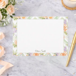 Carte De Correspondance Pastel Peach Lavender Sage Spring Floral