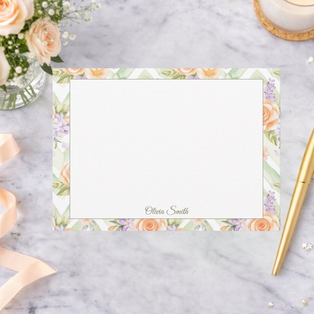 Carte De Correspondance Pastel Peach Lavender Sage Spring Floral (Créateur téléchargé)