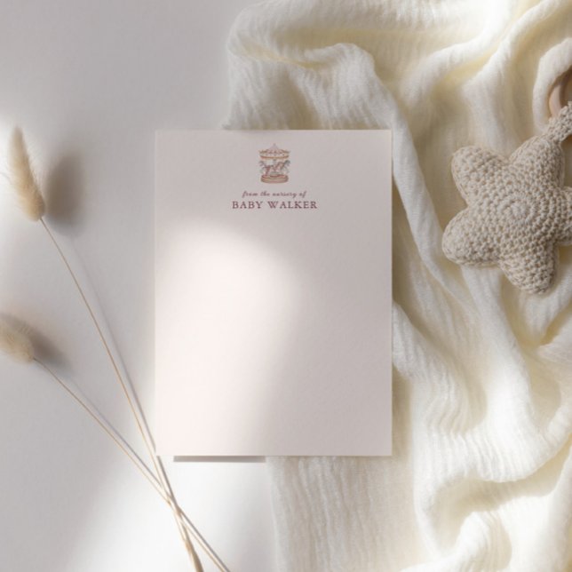 Carte De Correspondance Pastel Pink Cute Carousel Girl Baby Shower  (Créateur téléchargé)