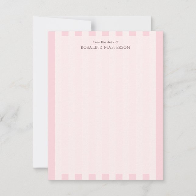 Carte De Correspondance Pastel Pink Stripes Élégant Monogramme (Devant)