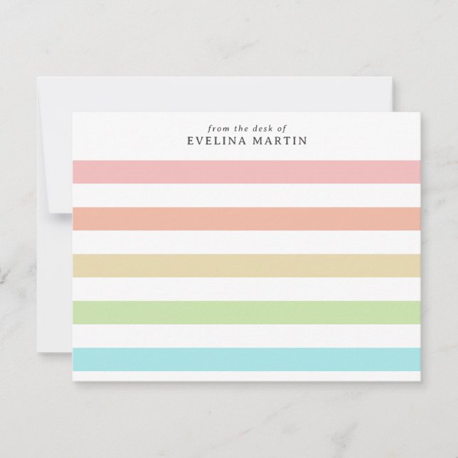 Carte De Correspondance Pastel Rainbow Stripes Du Bureau De (Devant)