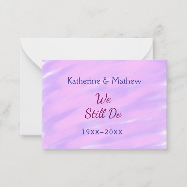 Carte De Correspondance Pastel rose violet Vow renouvellement anniversaire (Devant)