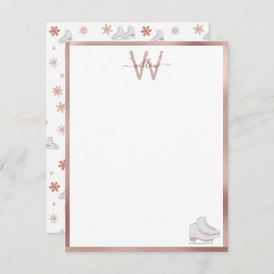 Carte De Correspondance Patins à glace rose Gold Patins à roulettes Patina