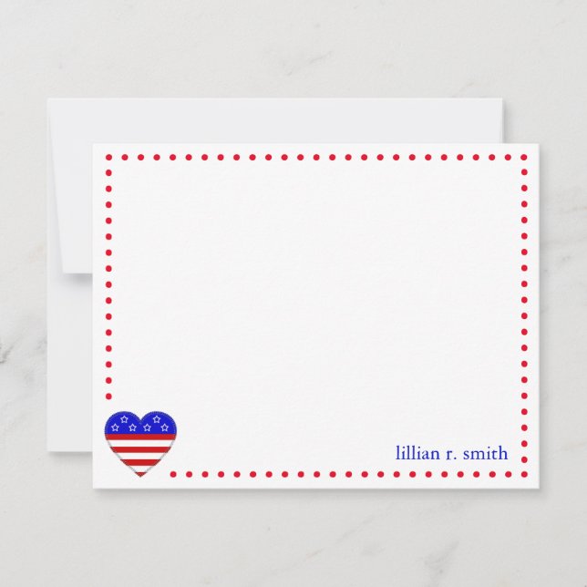 Carte De Correspondance Patriotique American Flag Heart Personnalisé (Devant)