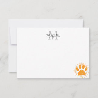Carte De Correspondance Patte de chien personnalisée au monogramme avec so