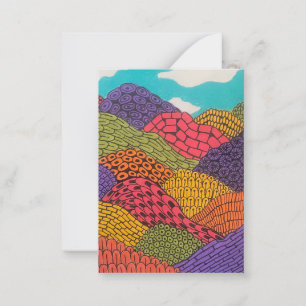 Carte De Correspondance Paysage Abstrait Courbé aux Crayons de Couleur