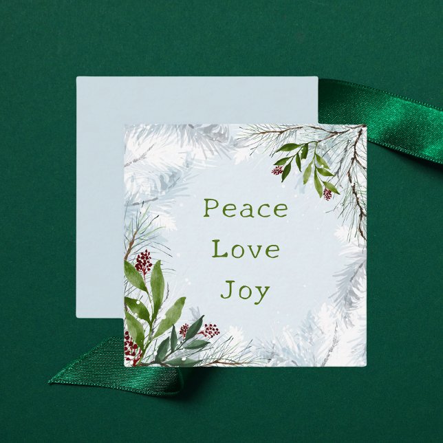 Carte De Correspondance Peace Love Joy Holiday Pine Green (Créateur téléchargé)