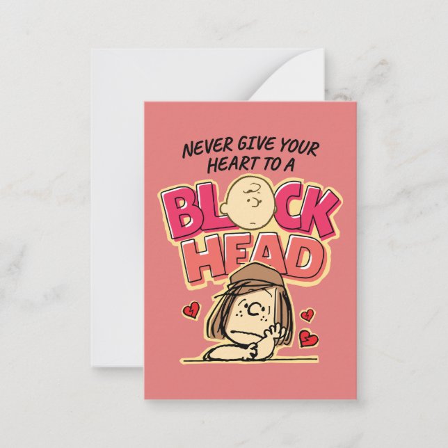 Carte De Correspondance Peanuts | Never Give Your Heart To A Blockhead (Devant)