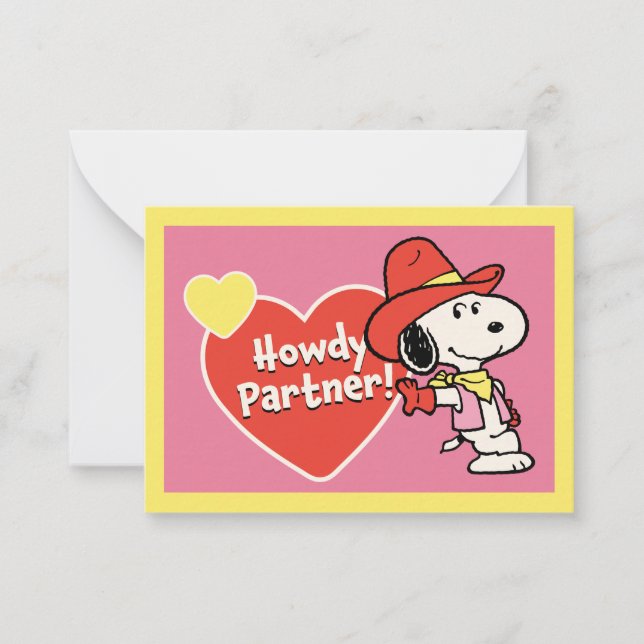 Carte De Correspondance Peanuts | Snoopy Howdy Valentine (Devant)