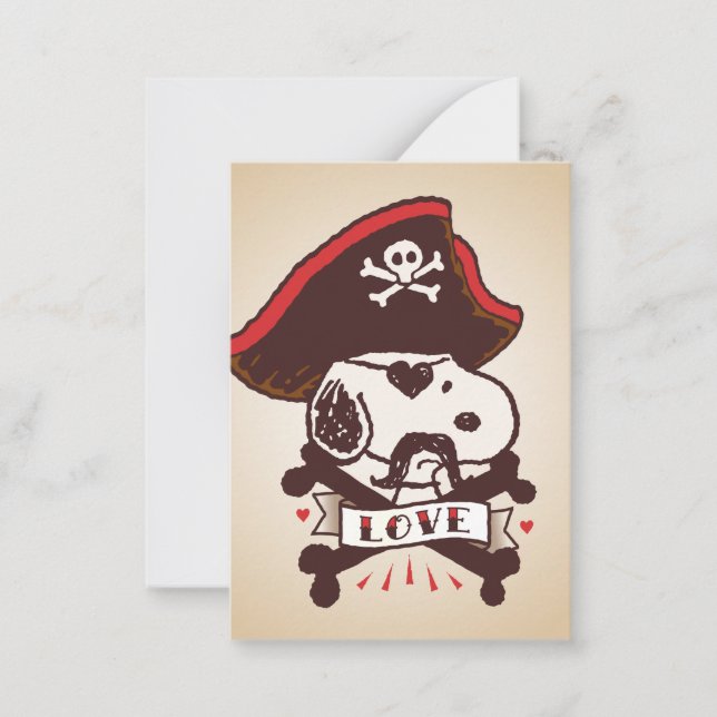 Carte De Correspondance Peanuts | Snoopy Pirate Tattoo Valentine (Devant)