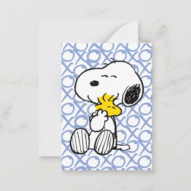 Carte De Correspondance Peanuts | Snoopy & Woodstock XOXO Hugs (Devant)