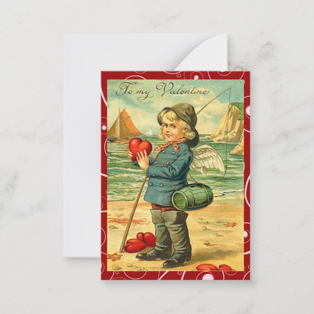 Carte De Correspondance Pêche pour l'amour Valentine Love Notes (Devant)