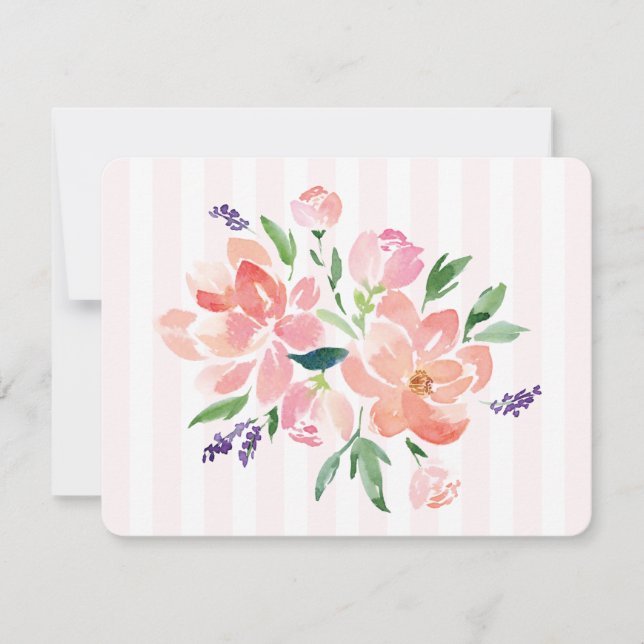 Carte De Correspondance Peine rose Peony rayée (Devant)