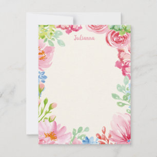 Carte De Correspondance Peinture à l'aquarelle florale élégant personnalis