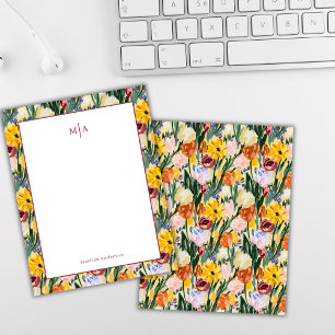 Carte De Correspondance Peinture colorée Fleur Art Monogramme Nom Personne
